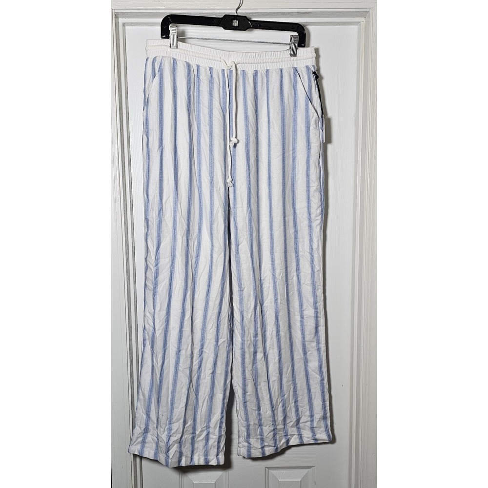 Happily Grey Lounge Pajama Pants Women's Size XL Striped White/Blue - Picture 1 of 5